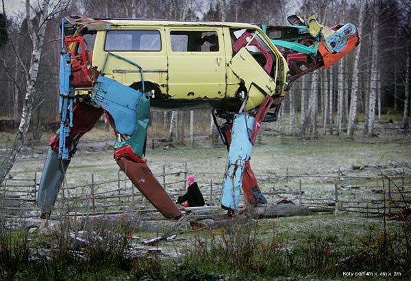 Giant Cows Made from Recycled Car Parts